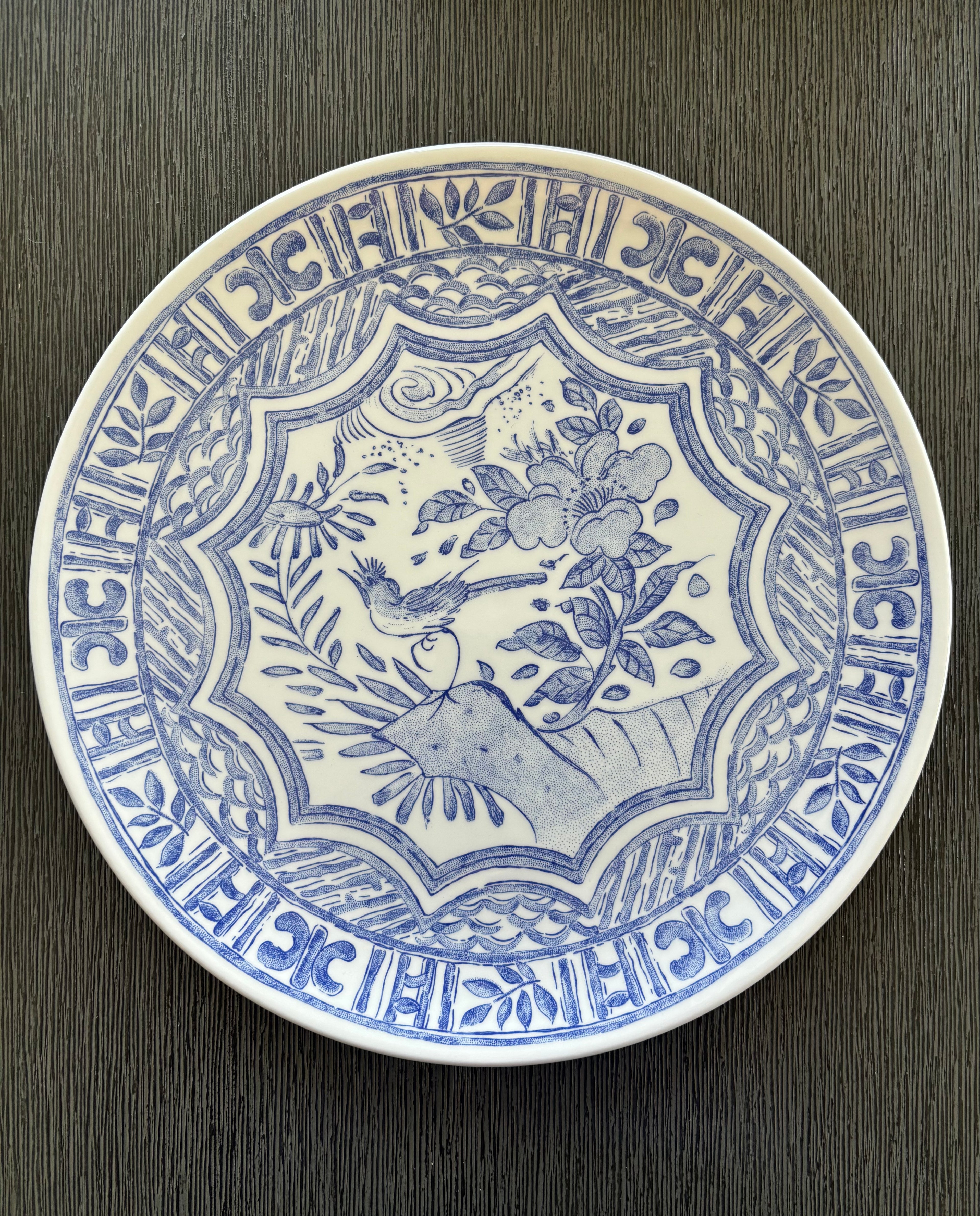 Gien Oiseau Bleu Platter