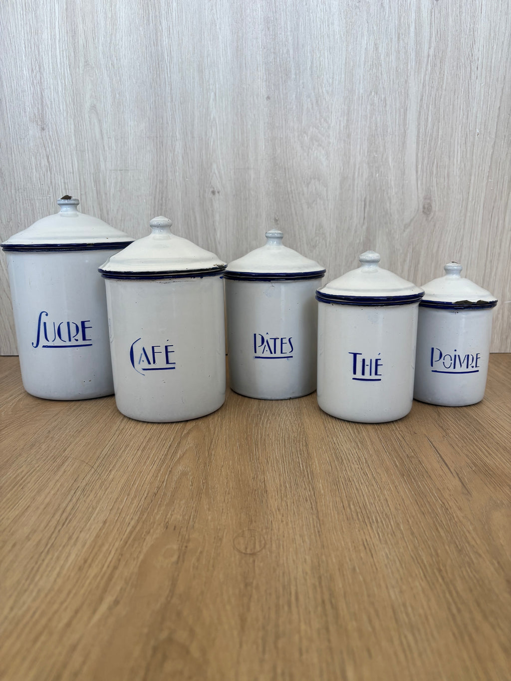 Antique Enamelware Canisters